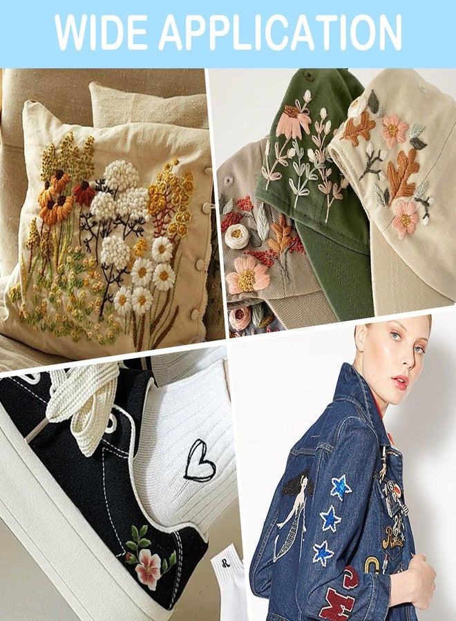 سكويشي 7 قطع من ورق التطريز القابل للذوبان في الماء، ملصقات تطريز للخياطة، قلم اختفاء تلقائي يمكنك صنعه بنفسك، ورق A4 ذاتي اللصق قابل للذوبان في الماء، 6 أوراق + قلم واحد، للمبتدئين وهواة الأعمال اليدوية - Image 3